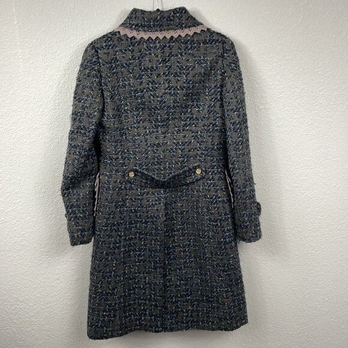 Dolce & Gabbana Crochet Lace Trim Tweed Coat Wool Blend Peter Pan Sz 44 - Picture 4 of 15