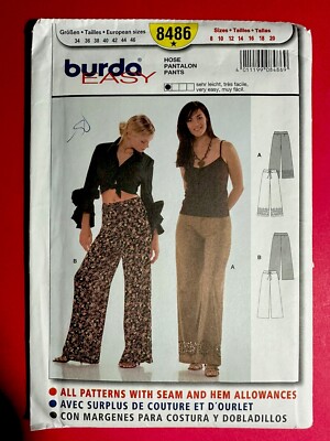 UNCUT Burda 8486 Misses Easy Pants Sewing Pattern 8-20