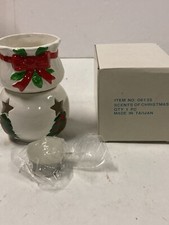 SCENTS OF CHRISTMAS Ceramic Wax Melt Warmer Hand Painted Candle Holder NOB 90s