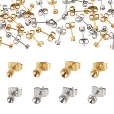 32Pcs 8 Styles 304 Stainless Steel Stud Earring Findings with Loop 13 14x3 4mm