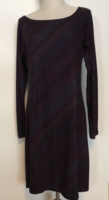 Nally and Millie Sweater Dress Women's Large L/S Multicolor Stripe thin USA MADE