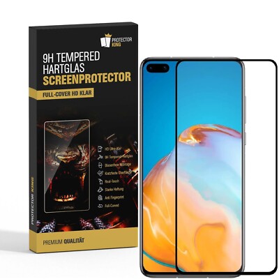 3x 9H Panzerfolie für Huawei P40 FULL COVER Hartglas Schutzglas Display SW KLAR