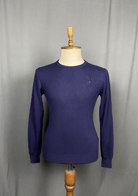 Versace Collection Medusa Logo Herren Blau Wolle Rundhals Pullover Größe L