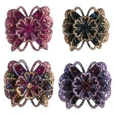 Flower Hairpin Crystal Flower Barrette Clip Rhinestones Flower Hair Clip