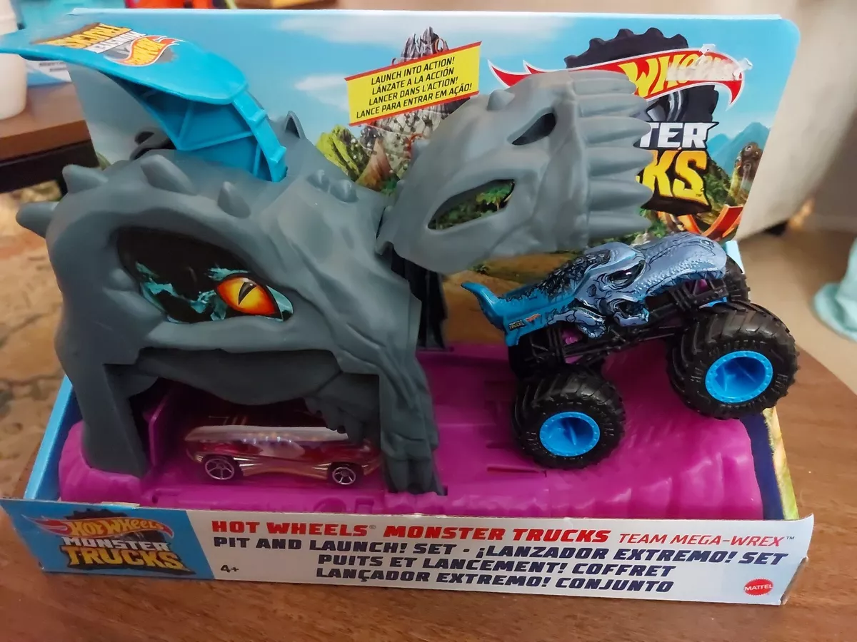 Hot Wheels Monster Truck Pit Launch Play Sets with Monster Truck and 1 64 c