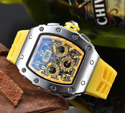 Brand-New Richard Technolo Multifunctional Six-Pin Tonneau Quartz Men's Watch - Picture 35 of 35