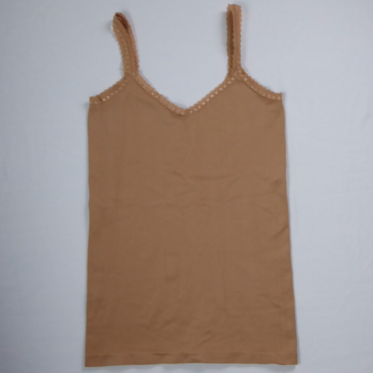 Beige lace strap V-neck reversible stretch cami tank top size M by Marika