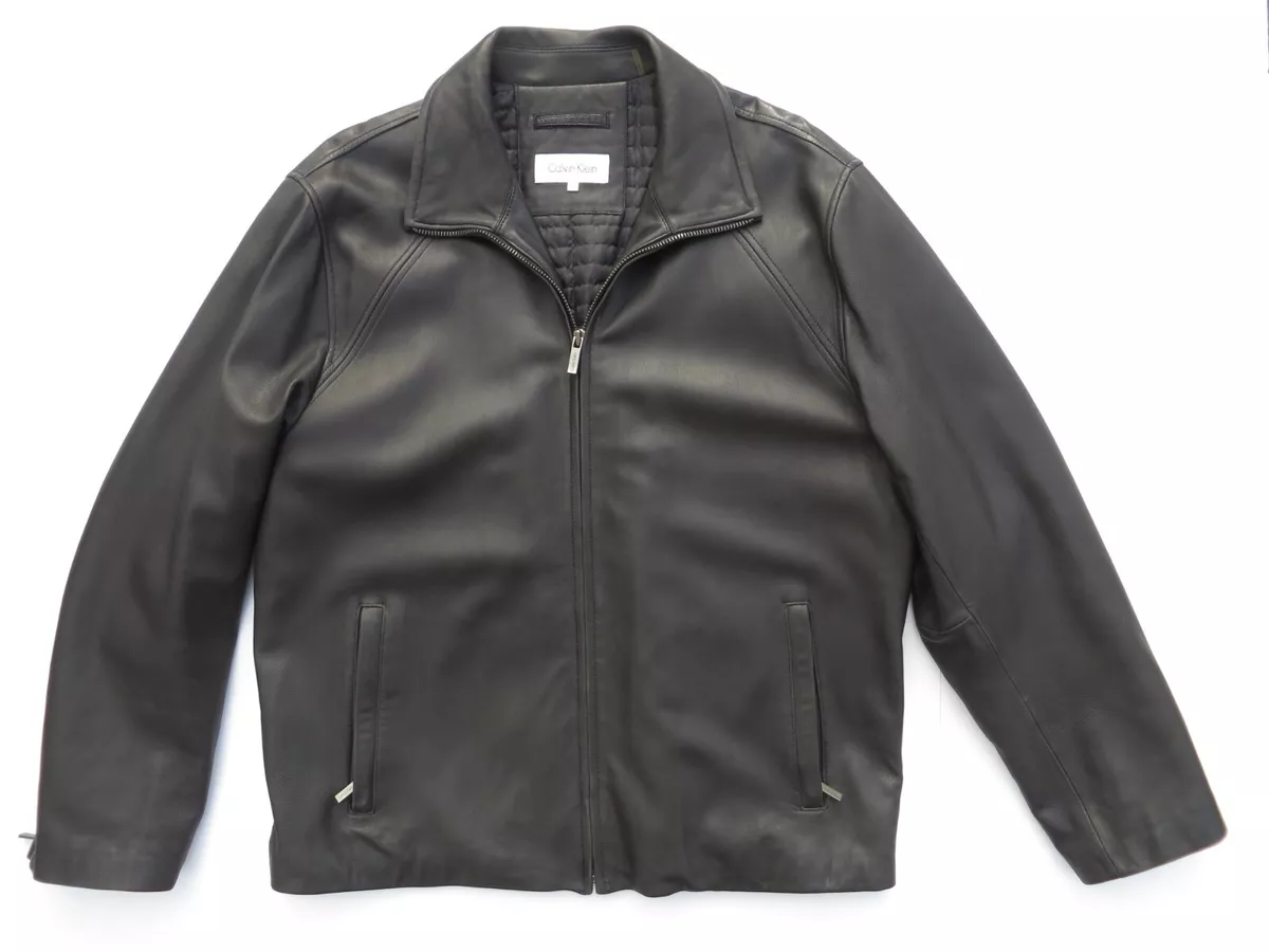 Calvin Klein Leather Jackets Men Black Genuine Leather Jackets 400 Lambskin