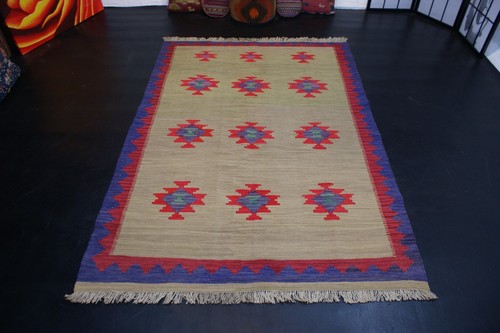 N°568 Tissés à la Main Tapis Ghashgai Kelim Unique Nature Couleur 193 x
