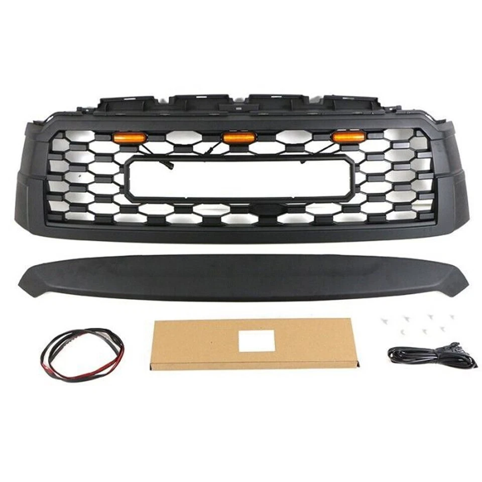 TRD Pro Style Grille for 2010-2021 Toyota Sequoia Matte Black Grill with LEDs Foto 2 de 4