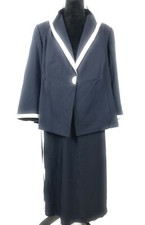 John Meyer JM Womens 2pc 1 Button Snap Skirt Suit Navy Size 14W