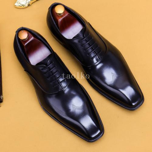 SAOLA Scarpe da festa uomo Brogue Work intagliate Oxford punta quadrata in pelle stringate