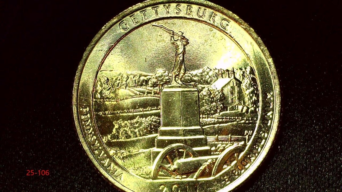 2011-P UNC ERROR ATB GETTYSBURG QUARTER DIE CHIP 