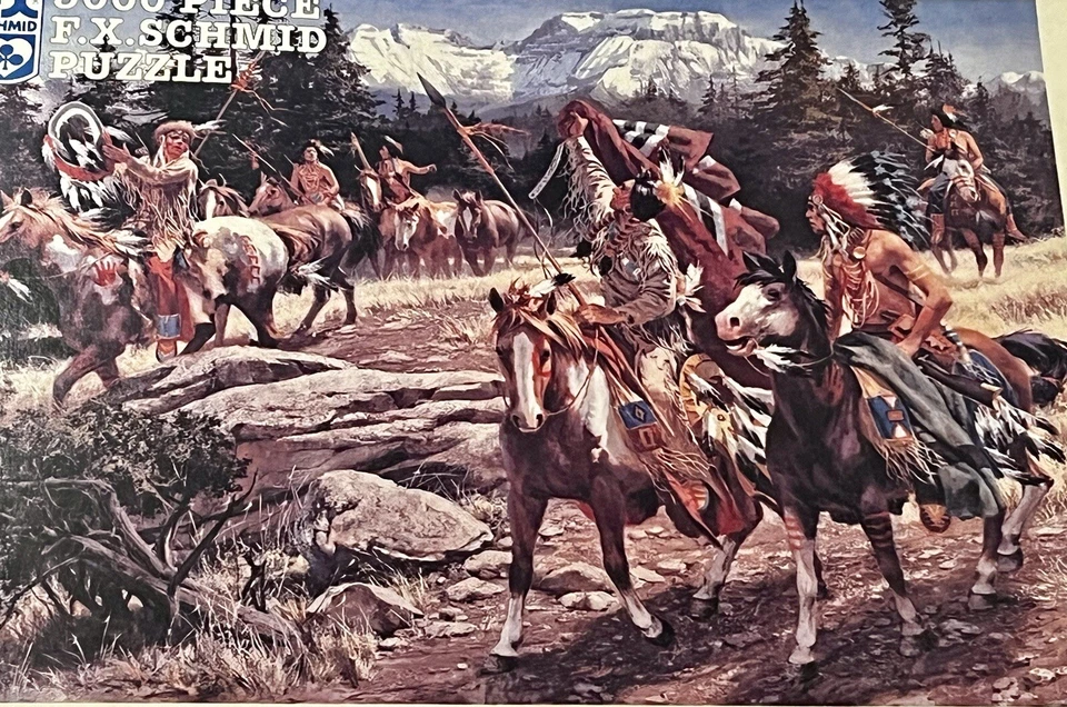 5000 Piece Jigsaw Puzzle War Party Harry Schaare VTG 1997 Sealed Bag F.X. Schmid - Image 2 of 4