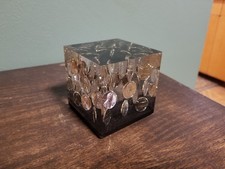 Vintage Lucite Paperweight 1974 Pennies 3" Cube Product of Canada
