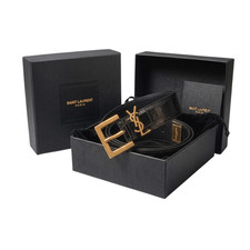 YSL Cassandre Belt Black Leather Excellent Condition