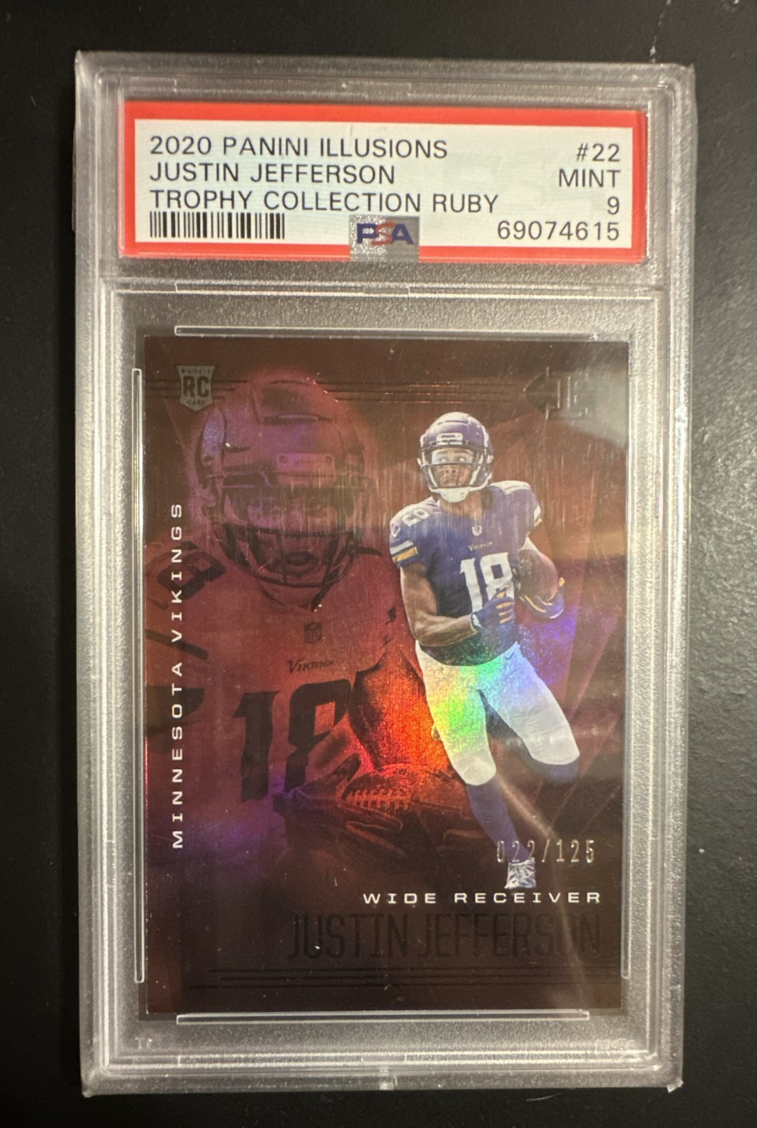 2020 Panini Illusions - Justin Jefferson #22 Trophy Collection Ruby #’d/125 (RC)