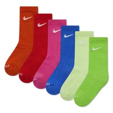 6 PAIRS NIKE JORDAN CREW CUSHION DRI FIT PINK BLUE COTTON SOCKS YTH 10C-3Y 32