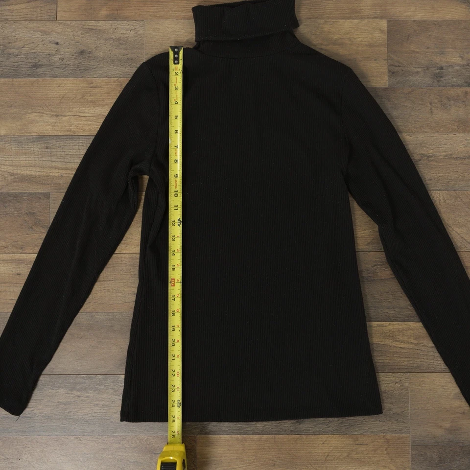 Halogen Women’s M. Black Knit Long Sleeve Folded Turtleneck Ribbed Sweater - Image 3 of 4