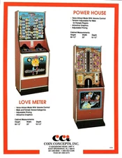 1960s Coin Concepts Love Meter & Power House Arcade Flyer NJ Vintage
