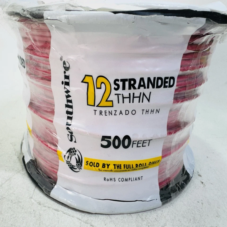 Fio de cobre encalhado 500' Southwire 12 AWG THHN/THWN 600 V vermelho / 22966658 - Imagem 2 de 4