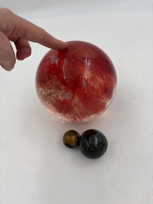 Large Crystal Sphere Lot Labradorite Tiger Eye Red Quartz Stone Orb Set