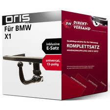 Für BMW X1 Typ U11 (Oris) Anhängerkupplung abnehmbar + E-Satz 13pol universell