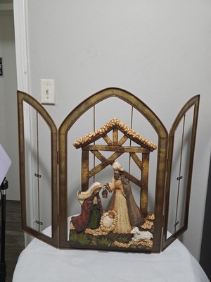 Trifold Fireplace Screen NATIVITY SCENE 3D METAL Center Panel Art Only 23''Tx32''W