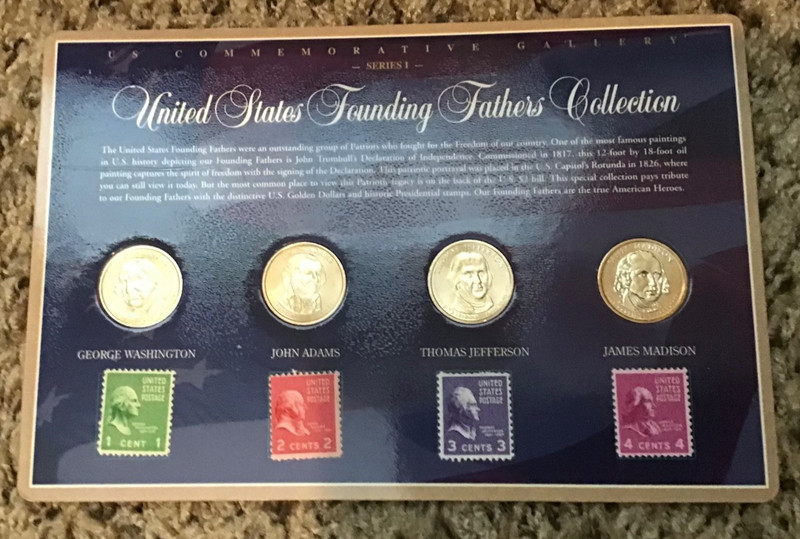 United States Founding Fathers Collection - Presidential Golden Dollars & Stamps