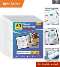 Versatile Clear Plastic Page Protectors - 50 Count, Letter Size, Writable