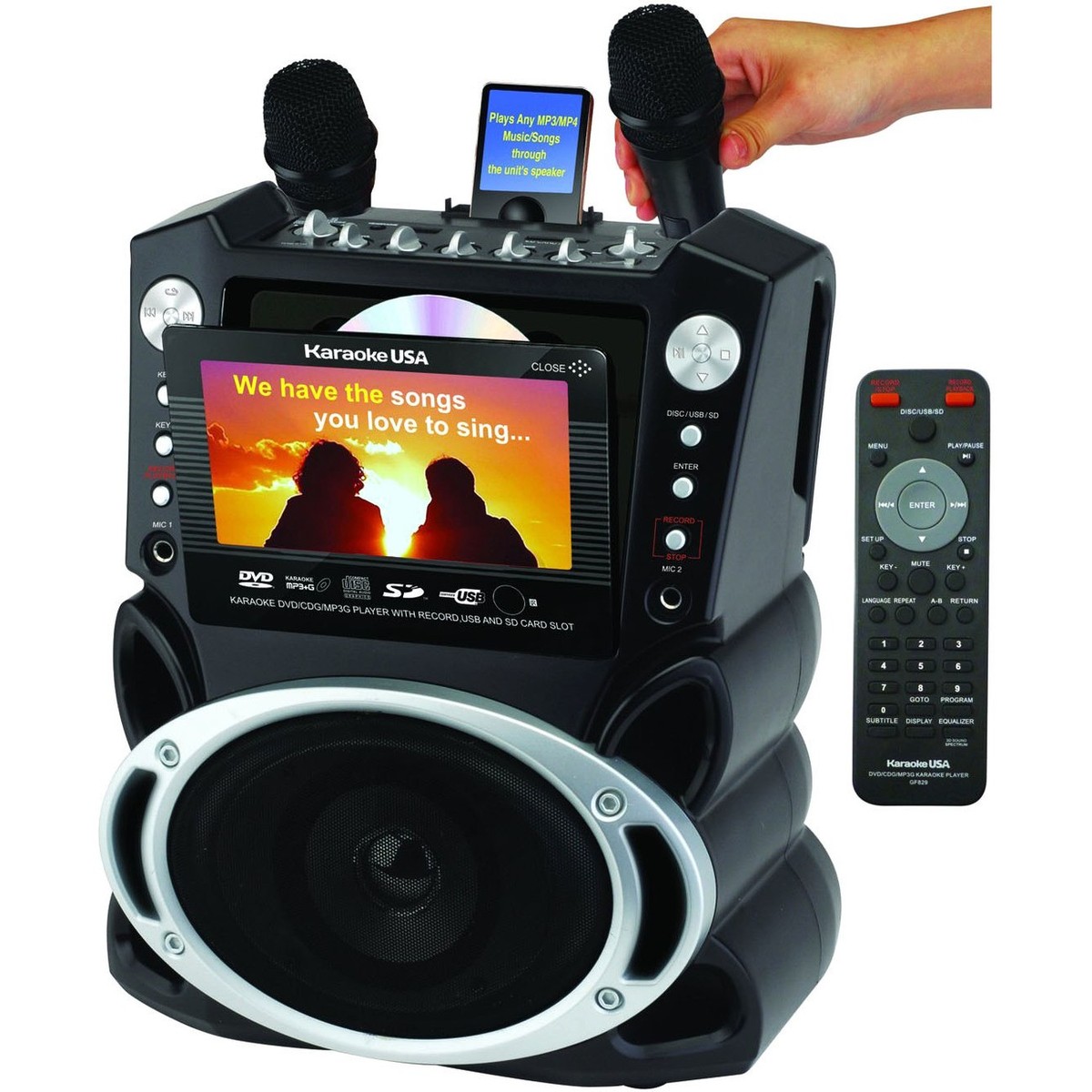 KARAOKE USA GF829 EMERSON DVD/CDG MP3 Karaoke System with 7-Inch