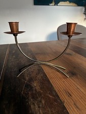 Vintage Kerzenleuchter Mid Century  Messing Kupfer Kerzenhalter Ständer  50er 60