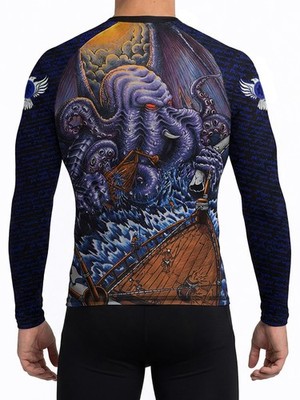 Raven Fightwear Men's Cthulhu BJJ Rash Guard MMA Black/Blue 