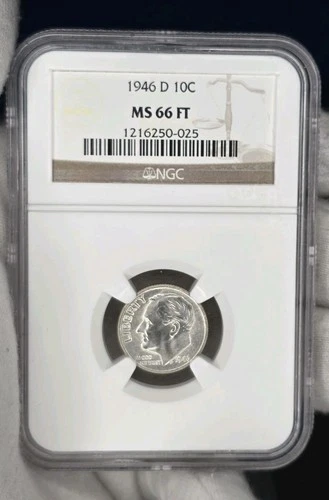 1946 D Roosevelt Dime MS66 FT NGC Nice Toning