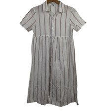 Madewell Womens Striped Clip Dot Midi Shirt Dress Short Sleeve White Size Medium