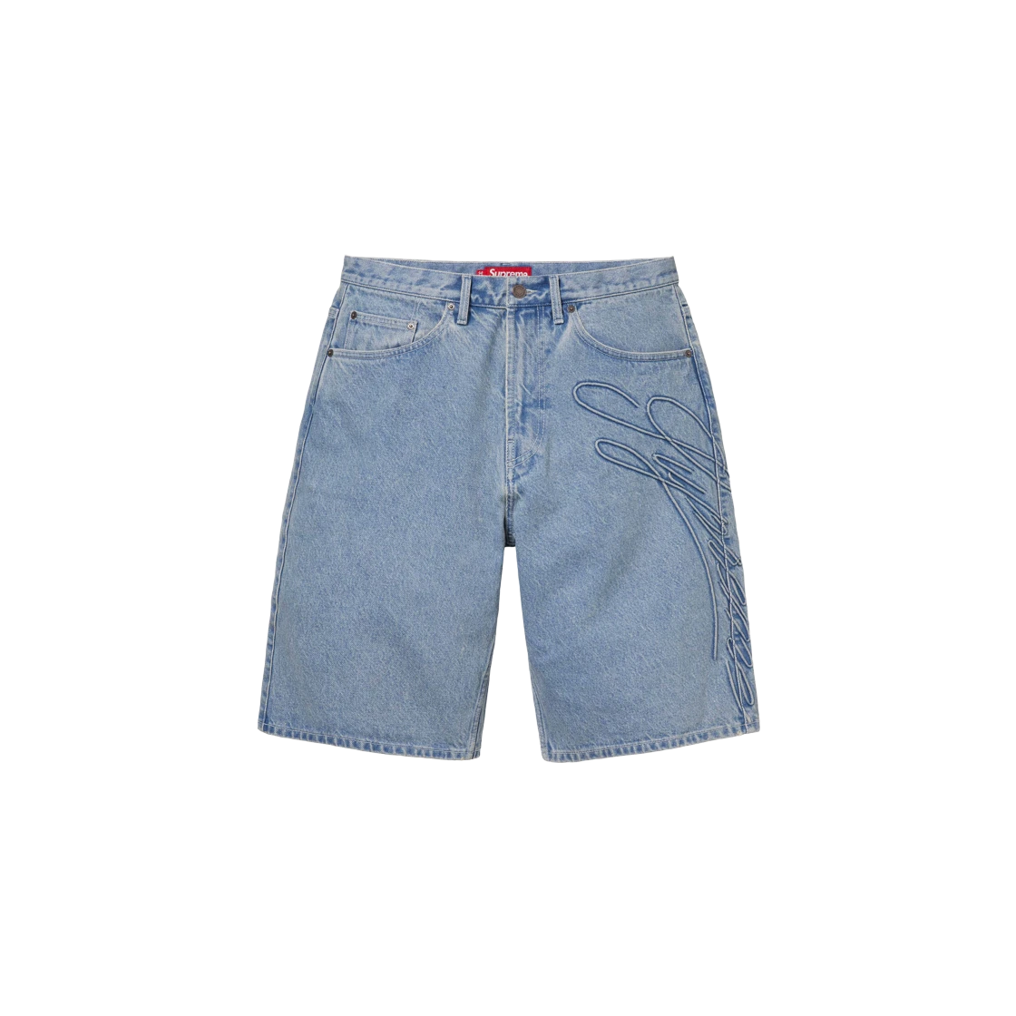 Supreme Script Baggy Denim Short Lavé Indigo   24SS