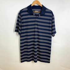 Nike Golf Mens Navy Blue Striped Polo Shirt Tour Performance Short Sleeve