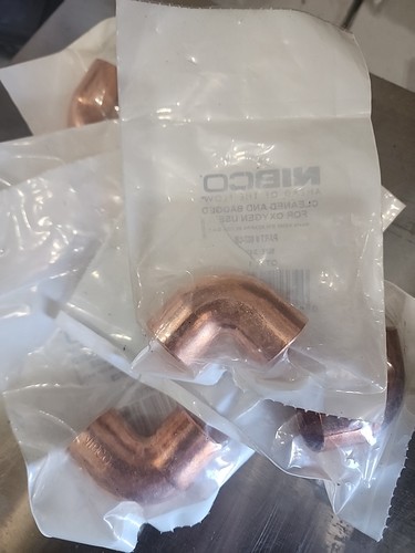 Nibco 607-CB Cleaned and Bagged For Oxygen Use Copper 3/4 inch. Lot Of 3.