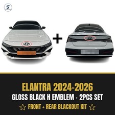 Gloss Black Front Rear H Emblem Set For Hyundai Elantra 2024-2026 Blackout Oem Gloss Black Front Rear H Emblem Set For Hyundai Elantra 2024-2026 Blackout Oem