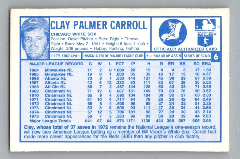 CLAY CARROLL 1976 KELLOGG'S REDS - Image 2 of 2