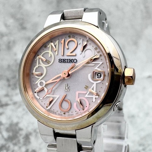 Working SEIKO LUKIA Seiko LUKIA Radio Solar Pink Dial Glitter Bracelet Watch Com