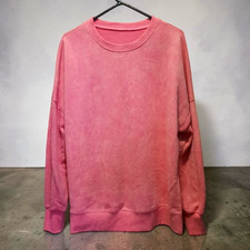 Women s Pink Solid Crew Neck Pullover Sweatshirt Long Sleeve Size L