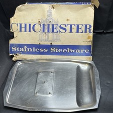 Mid Century Stainless Steel Dish Chichester Boxed 39x26cm Vintage 1960s