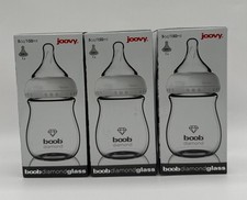 3 Joovy Boob Diamond Glass Baby Bottle 5oz/150ml 0M Single Hole Nipple