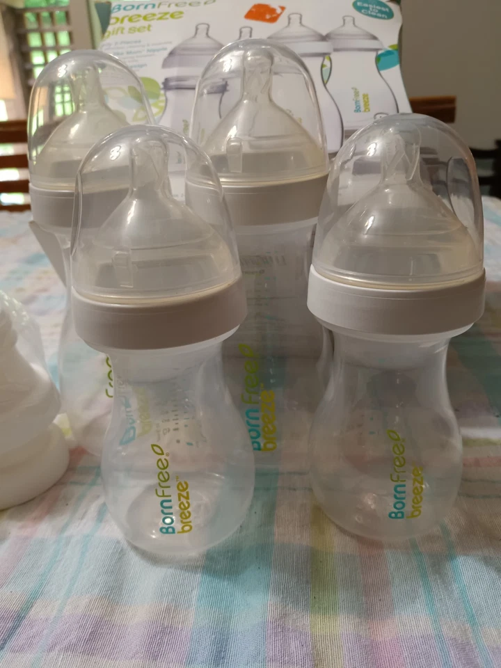 Born Free 抗醇天然流动瓶 (2) 5 盎司 (2) 9 盎司 (6) 乳头,胶囊 全新带盒 — 第 3/3 张图片