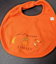 Osh Kosh Baby bib 1st First Halloween orange Snap Scarecrow Candy Double Sided