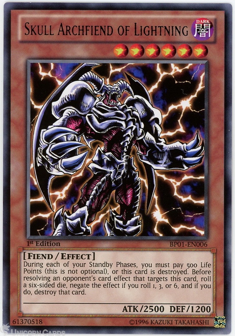 BP01-EN006 Skull Archfiend of Lightning : Starfoil Rare 1st Edition Mint YuGiOh