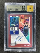 2018-19 Contenders Optic Luka Doncic #128 Red Auto RC Black Box 1/1 BGS 9.5/10
