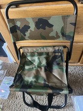 Folding Stool Backpack Portable Camping Hunting Fishing Chair with Cooler Bag