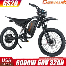 CHEEVALRY GS20 6000W Electric Dirt Bike 60V 32AH Battery 90KM Adults Ebike W/NFC
